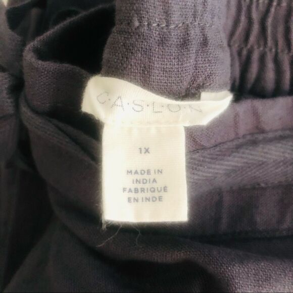 Caslon Solid Linen Blend Pants,  Lightweight Adjustable Waist, COMFY, 1X, Gray, - Picture 7 of 8